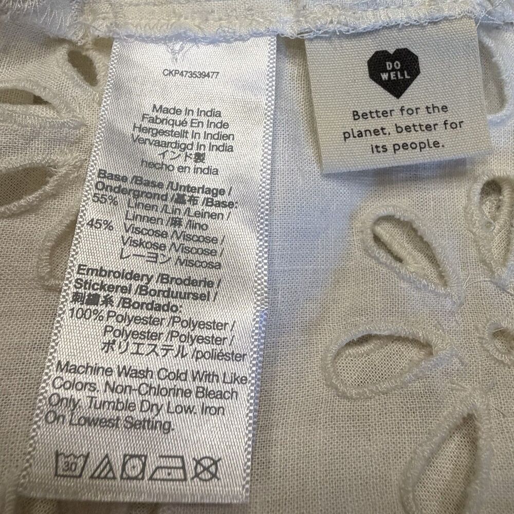 Eyelet Blouse Women Plus Size 4X Ivory Madewell Linen Boho Peasant Summer Top - Picture 10 of 13